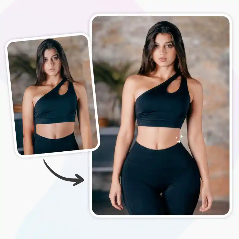 realistic hourglass body created using body contour editor while keeping natural body proportions.